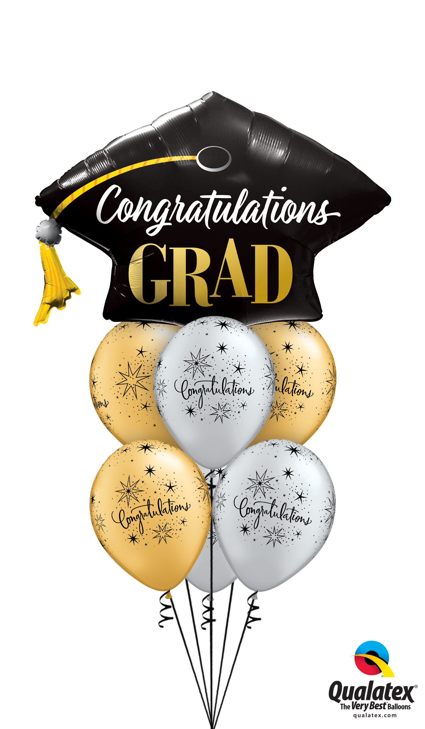 Congrats, Grad! Silver & Gold Mortarboard