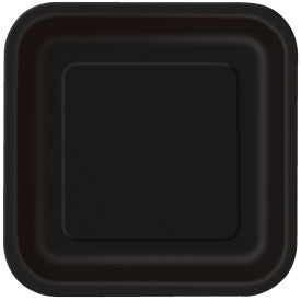 Black Solid Square - Dessert Plates