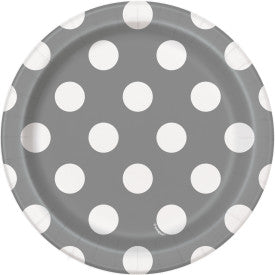 Silver Dots Round - Dessert Plates