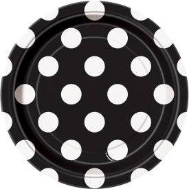 Midnight Black Dots Round - Dessert Plates
