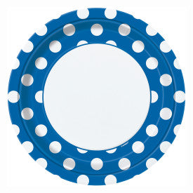 Royal Blue Dots Round - Dinner Plates