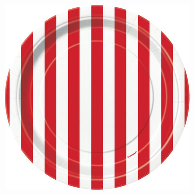 Ruby Red Stripes Round - Dessert Plates