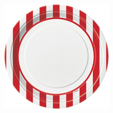 Ronde Rayures Rouge Rubis - Assiettes Plates