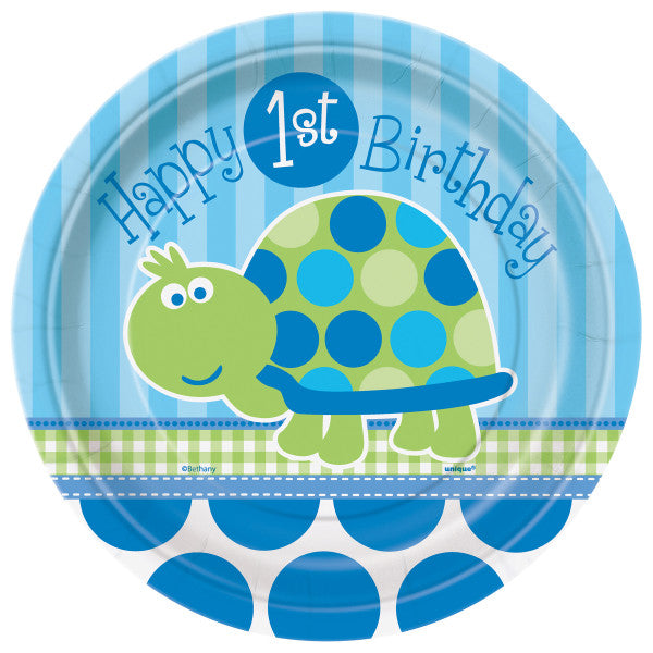 First Birthday Turtle Round - Dessert Plates