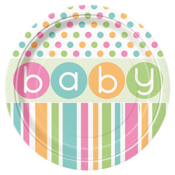 Ronde Pastel Baby Shower - Assiettes plates