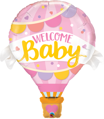 Ballon rose bienvenue bébé
