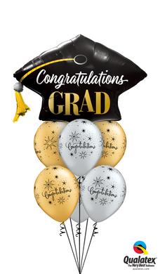 Congrats, Grad! Silver & Gold Mortarboard