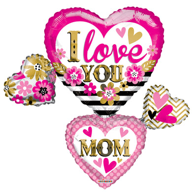 I Love You Mom Many Hearts Shape