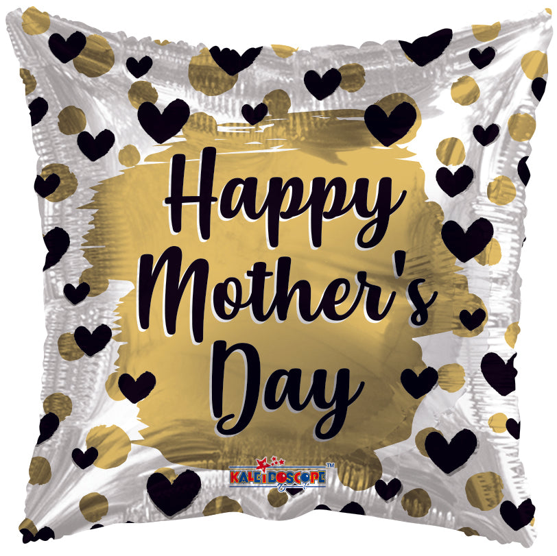 Happy Mother's Day Gold & Black Hearts