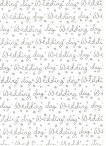 Glitter Wedding Script Silver On White