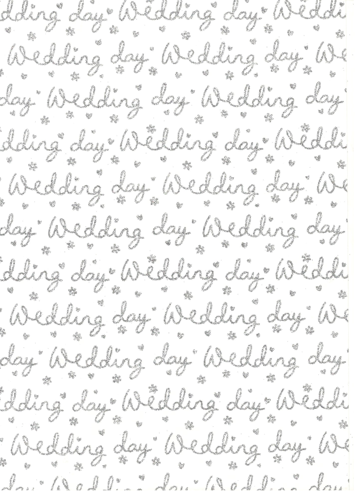 Glitter Wedding Script Silver On White